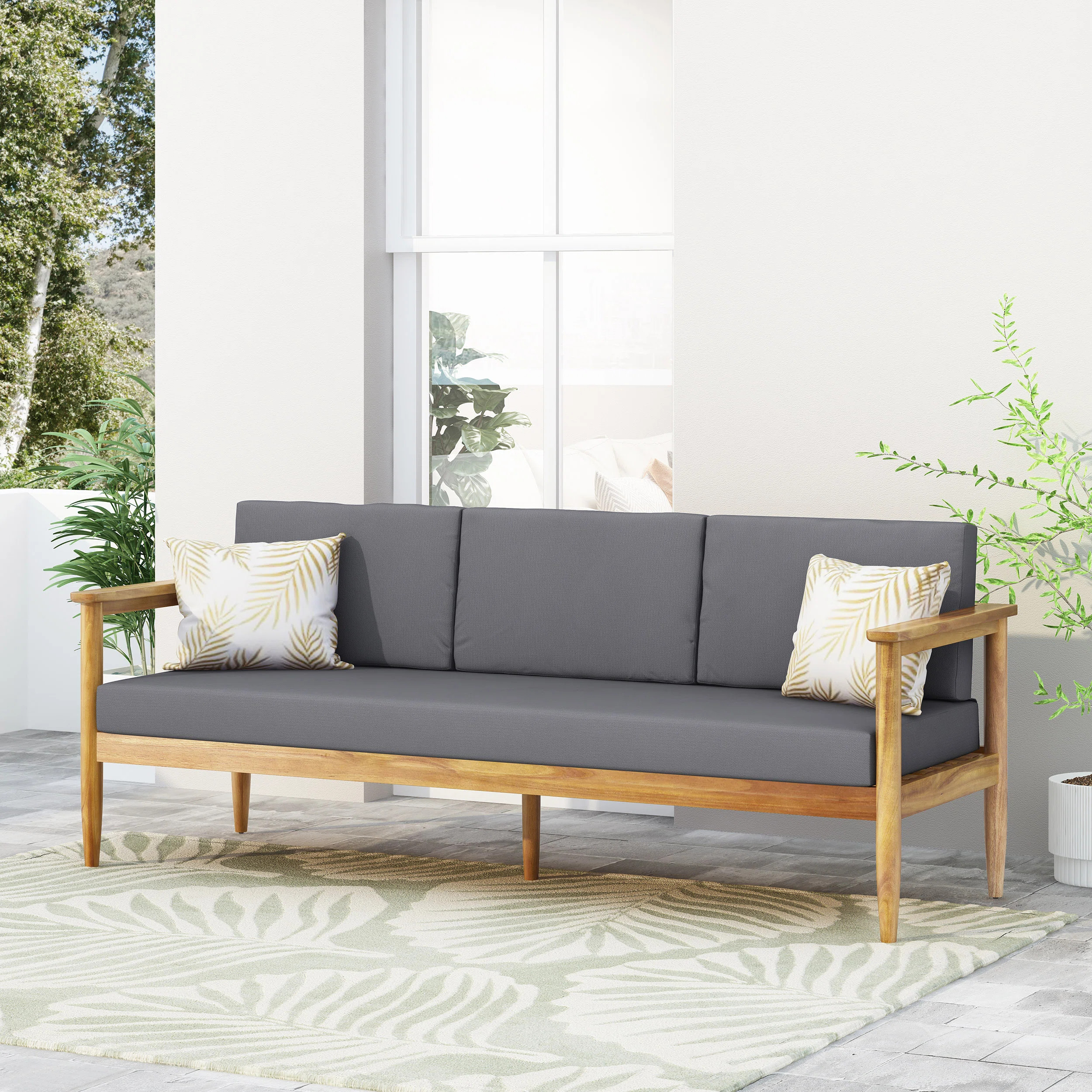 Corrigan Studio® Weatogue 76.25'' Acacia Outdoor Patio Sofa & Reviews | Wayfair | Wayfair North America