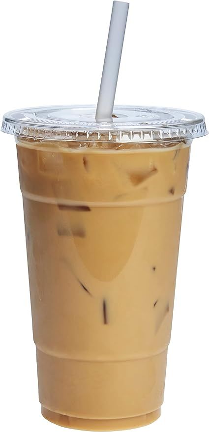 Comfy Package [50 Count] 24 oz. Clear Plastic Cups With Flat Lids | Amazon (US)