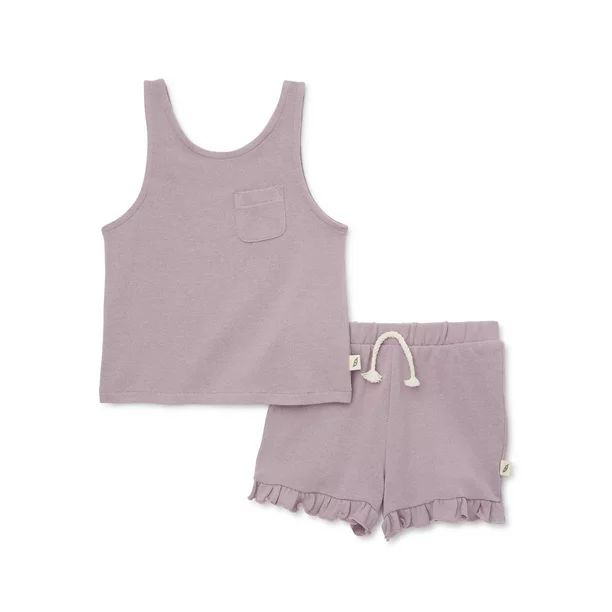 easy-peasy Baby and Toddler Girls Pocket Tank Top and Ruffle Short Sets, 2-Piece, Sizes 12M-5T | Walmart (US)