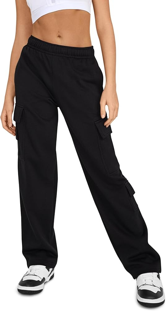 Women Fleece Cargo Sweatpants High Waisted Casual Baggy Joggers Pants | Amazon (US)