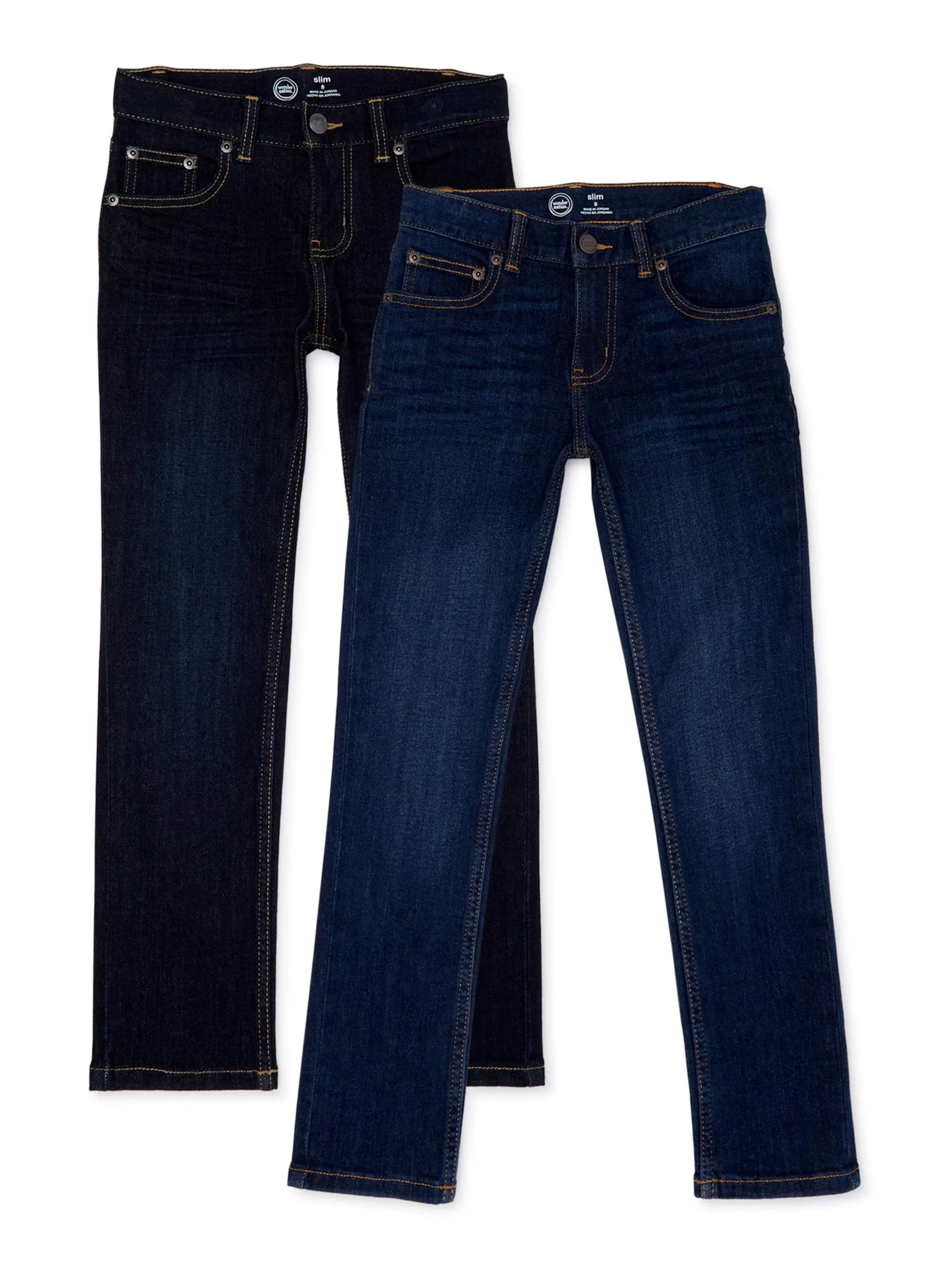 Wonder Nation Boys Slim Straight Jeans, 2-Pack, Sizes 4-18 & Husky | Walmart (US)