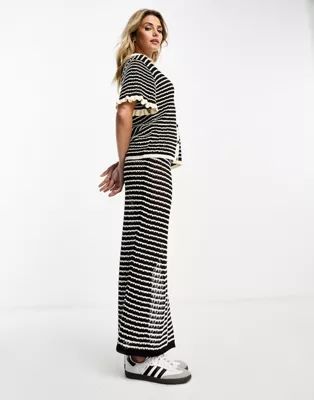 ASOS DESIGN - Jupe longue en maille à rayures - Noir et blanc | ASOS (Global)
