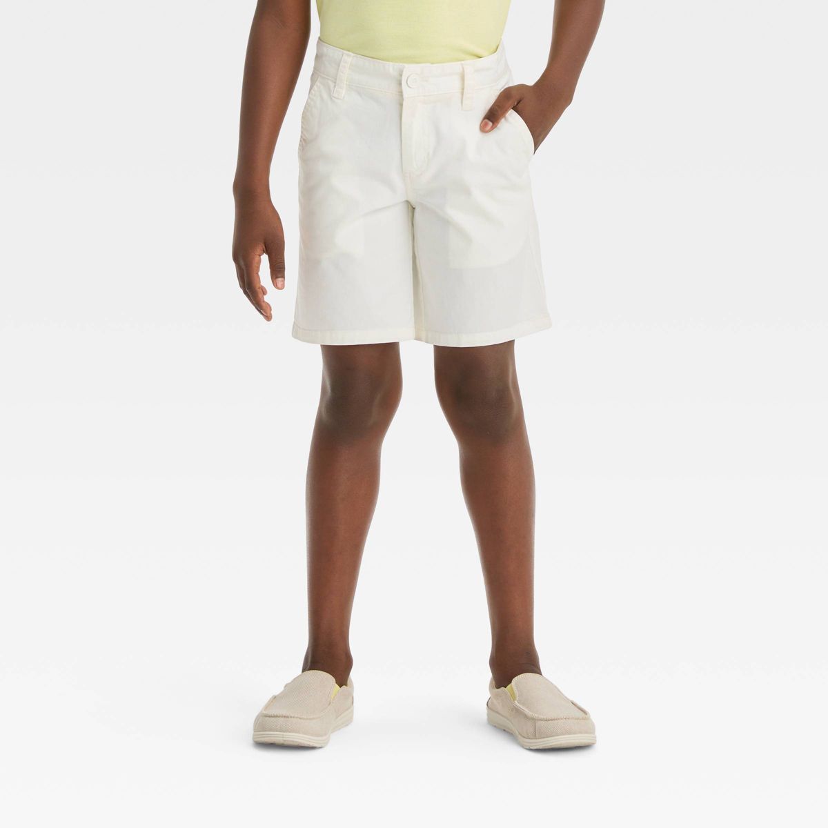Boys' Flat Front 'At the Knee' Chino Shorts - Cat & Jack™ White 8 | Target