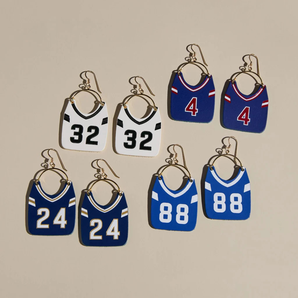 Custom Football Jersey Earrings | Nickel and Suede
