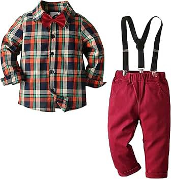 Nwada Boys Clothing Sets Kids Party Suits 4PCS Long Sleeve Bow Tie Shirts + Suspenders Pants Outf... | Amazon (US)