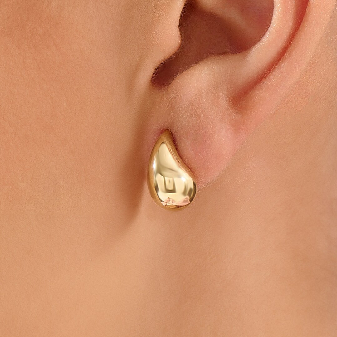 14k Gold Womens Small Drop Earrings Minimalist Classy Teardrop Earrings Trendy Everyday Wear Hand... | Etsy (US)