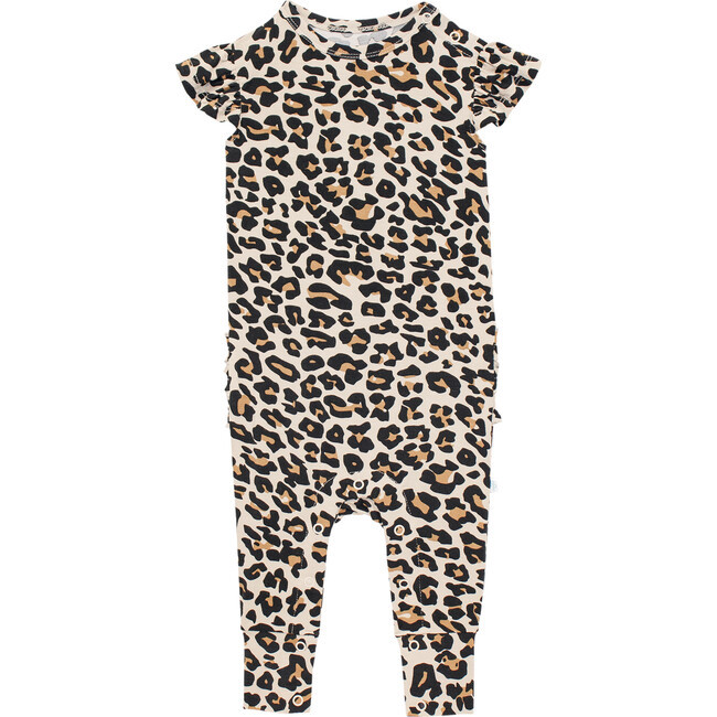 Posh Peanut | Ruffled Capsleeve Romper, Lana Leopard (Tan, Size 12-18M) | Maisonette | Maisonette