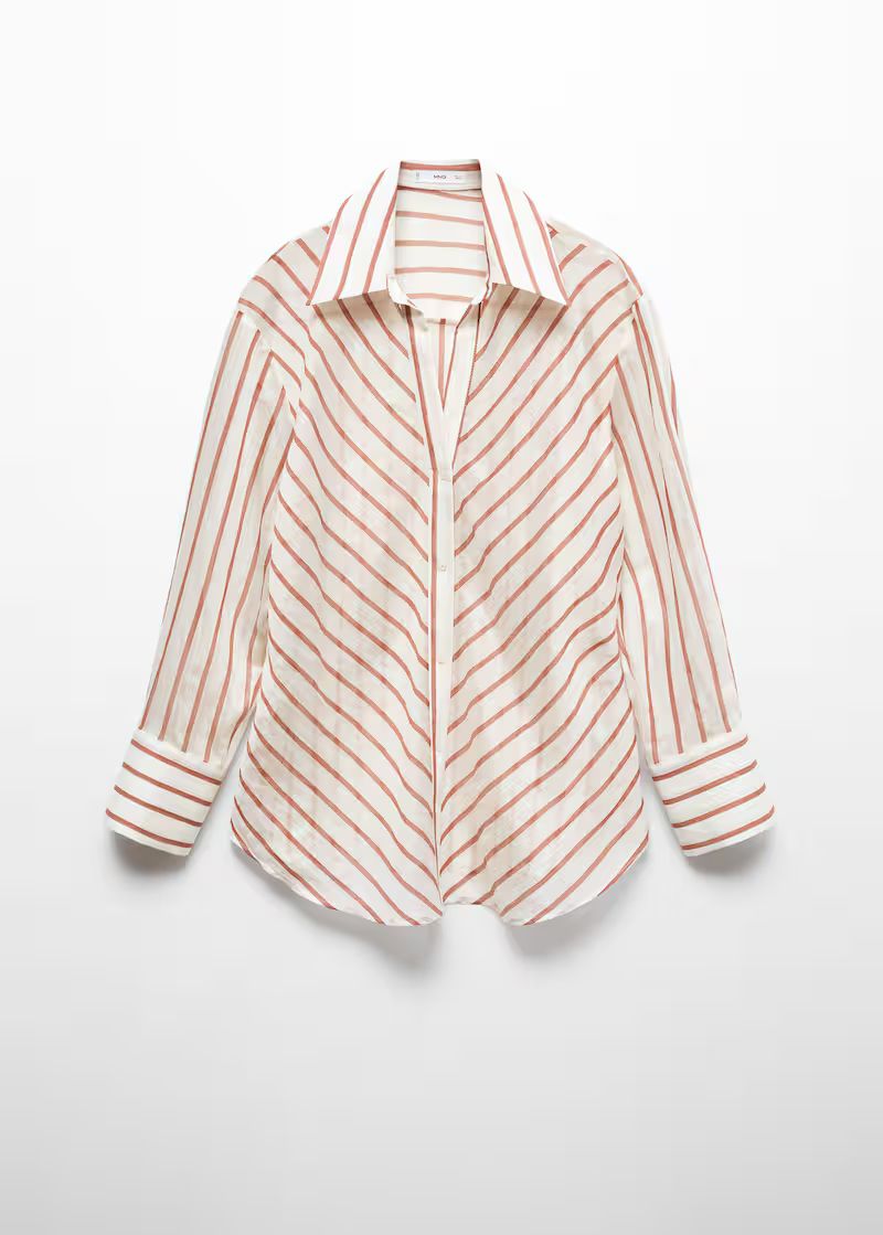 Semitransparent striped shirt -  Women | Mango USA | MANGO (US)