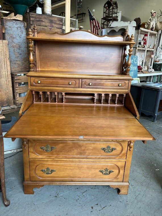 Vintage Jasper Cabinet Co. Solid Wood Secretary Desk Beautiful - Etsy | Etsy (US)