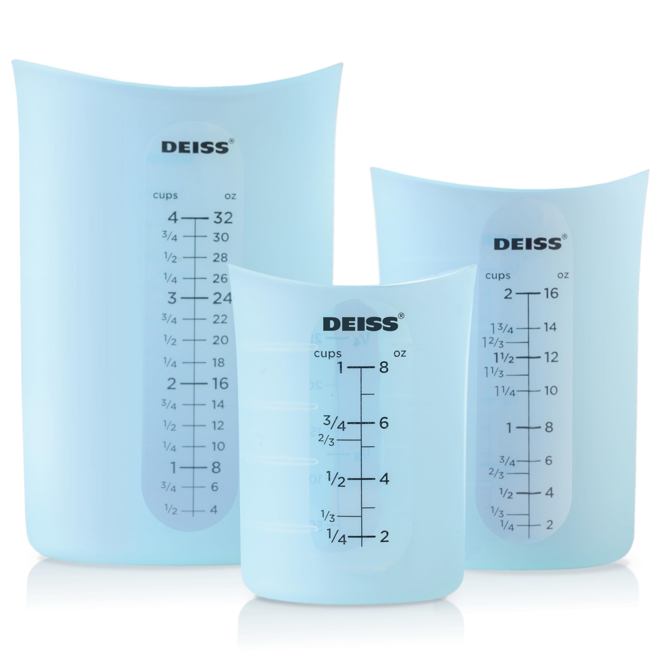 Deiss PRO 3 Piece Silicone Measuring Cup Set - Versatile & Durable, Easy-Pour Spout, Non-Stick fo... | Amazon (US)