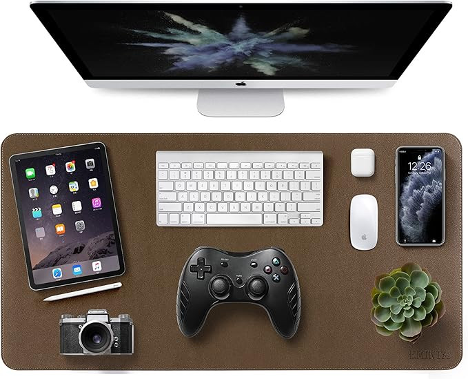 EMINTA Dual Sided Waterproof Desk Pad Protector, Upgrade Stitches Large Mouse Pad (Brown/Beige, 3... | Amazon (US)