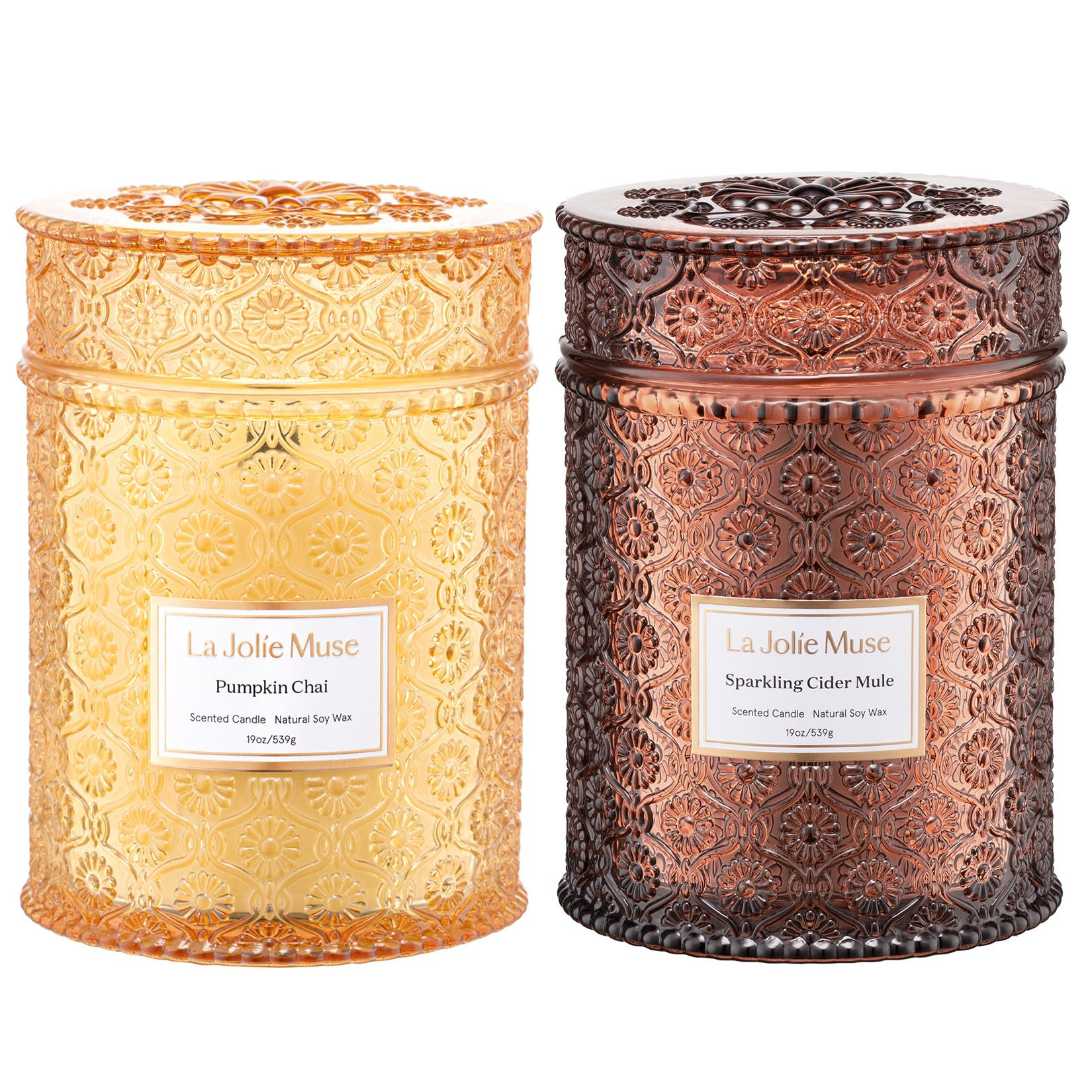 LA JOLIE MUSE Fall Candles, Pumpkin Chai and Sparkling Cider Mule Scented Candles, 38 oz Candles ... | Amazon (US)