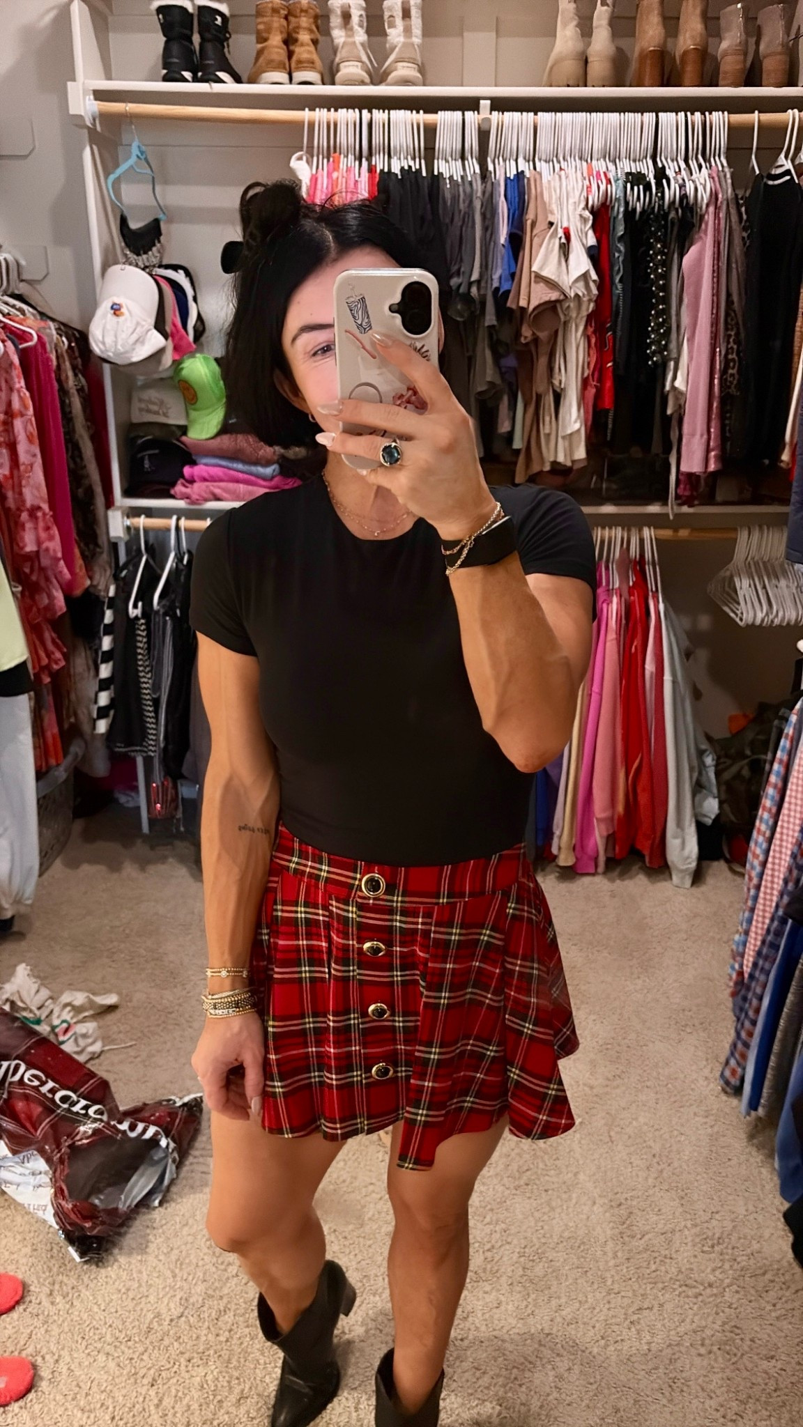 holiday date night or party outfit! 🫶🏻🎄🎅🏻

xxs skirt
s bodysuit 

plaid skirt, skirt, mini skirt, holiday outfit, Christmas party, date night, black bodysuit, black tee

#LTKHoliday #LTKSeasonal #LTKPetite