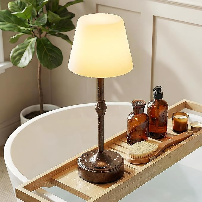 IP65 Waterproof Shower Lamp for Bathroom, Cordless Lamp Rechargeable Battery Operated, 3-Colors D... | Amazon (US)