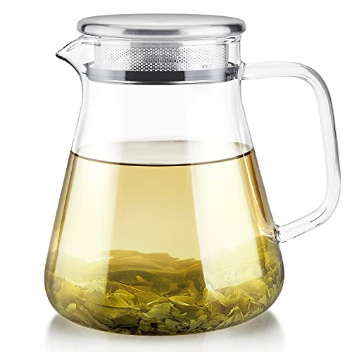 Teabloom One-Touch Tea Maker, 2-in-1 Teapot and Kettle with Stainless Steel Filter Lid for Loose Tea – Stain-Free Borosilicate Glass Teapot (27 Oz) – Tea Connoisseur's Choice | Amazon (US)