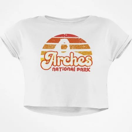 National Park Retro 70s Sunset Arches Junior Boxy Crop Top T Shirt | Walmart (US)