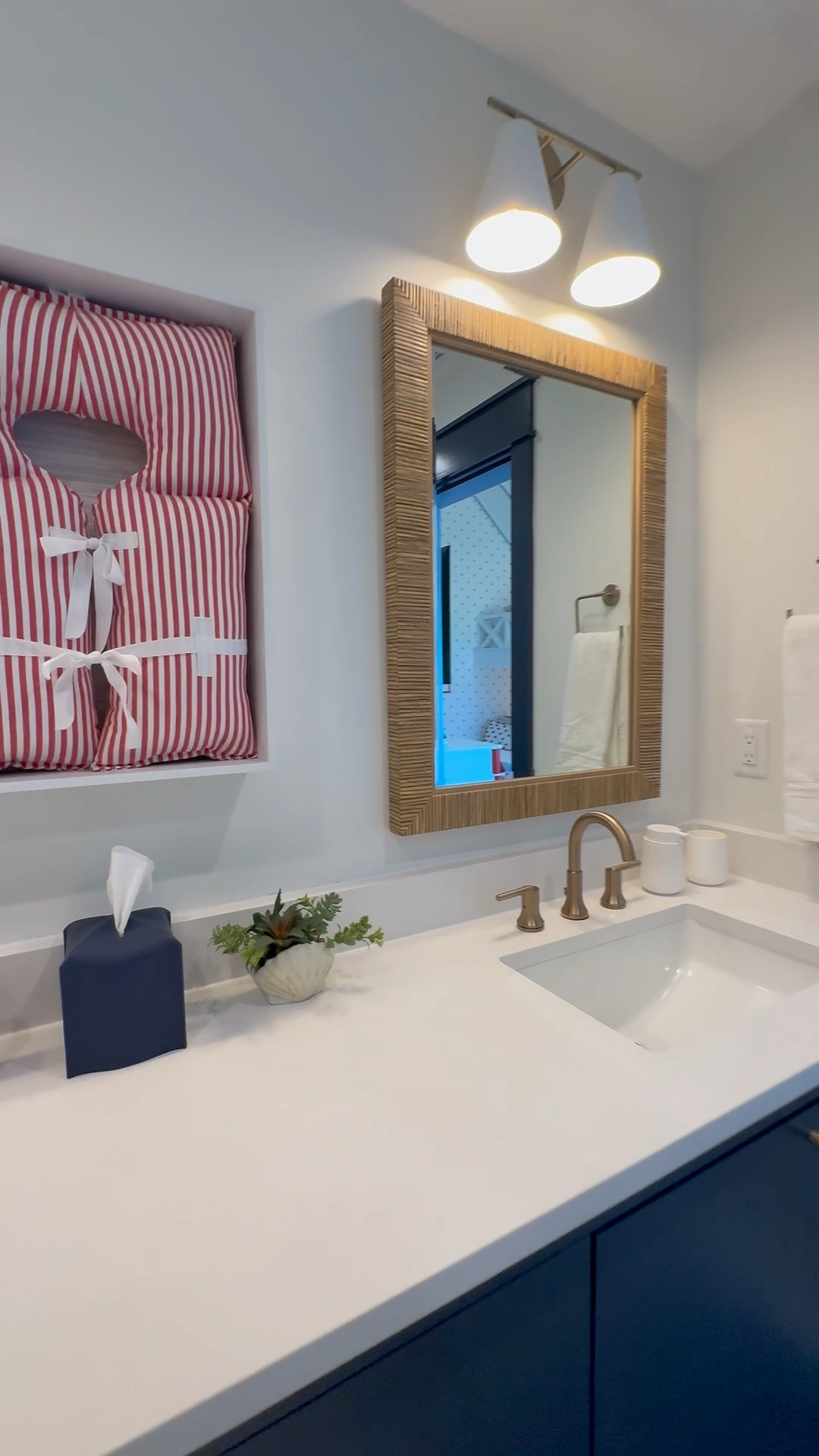 Happy July 4th! 🇺🇸 Even the bathroom’s feelin’ festive—proof that red, white, and blue looks good everywhere 💥 Coastal, cute, and ready for fireworks!

#LTKHome #LTKFamily #LTKSeasonal