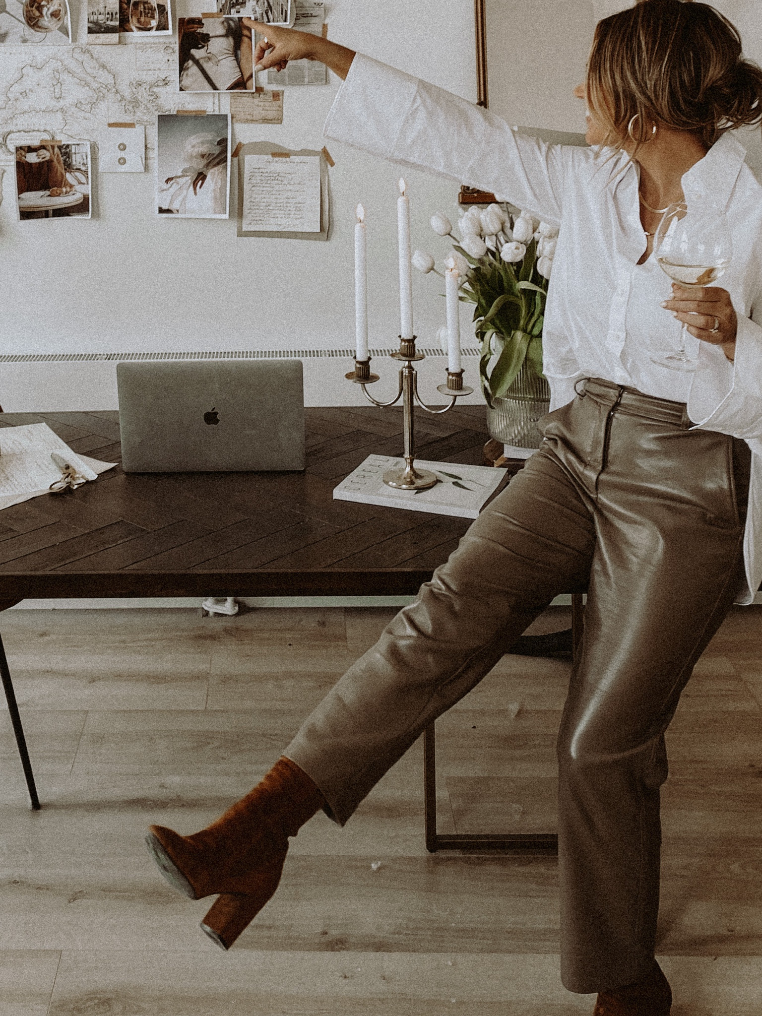 Fall Fashion in The Studio 🍂 fall outfit ideas, white button up, leather pants, suede booties, suede boots, suede booties

#LTKSeasonal #LTKFindsUnder50 #LTKWorkwear