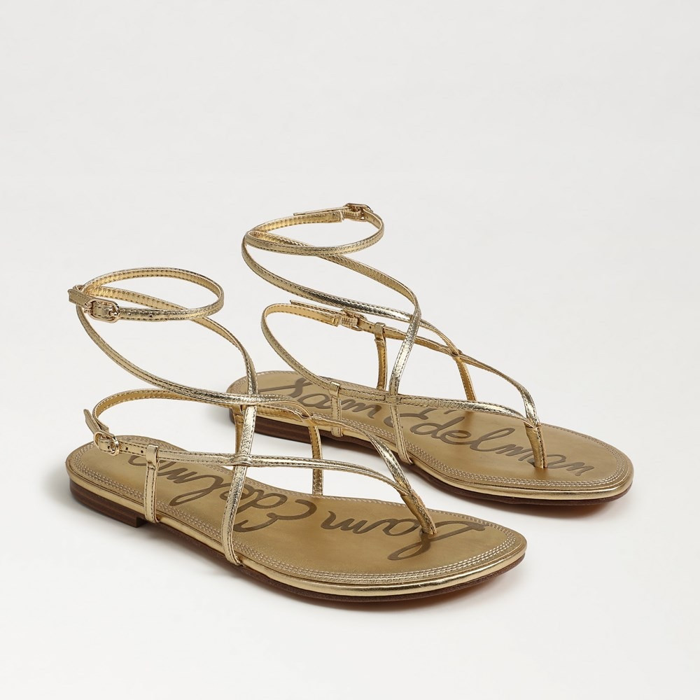 Clarra Strappy Sandal Amber Gold Leather | Sam Edelman