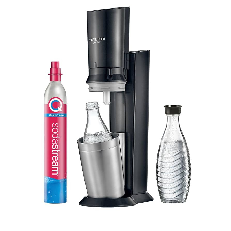 SodaStream Crystal 3.0 Wassersprudler mit 1x Quick-Connect CO2-Zylinder und 2X Glaskaraffen, Silb... | Amazon (DE)