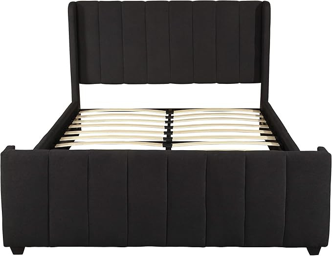 Christopher Knight Home 306983 Riley Fully-Upholstered Bed Frame-Queen-Size-Traditional-Black | Amazon (US)