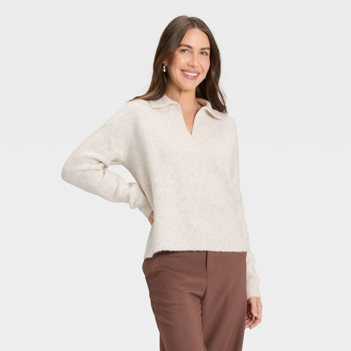 Women's Cozy Knit Polo Sweater - A New Day™ | Target