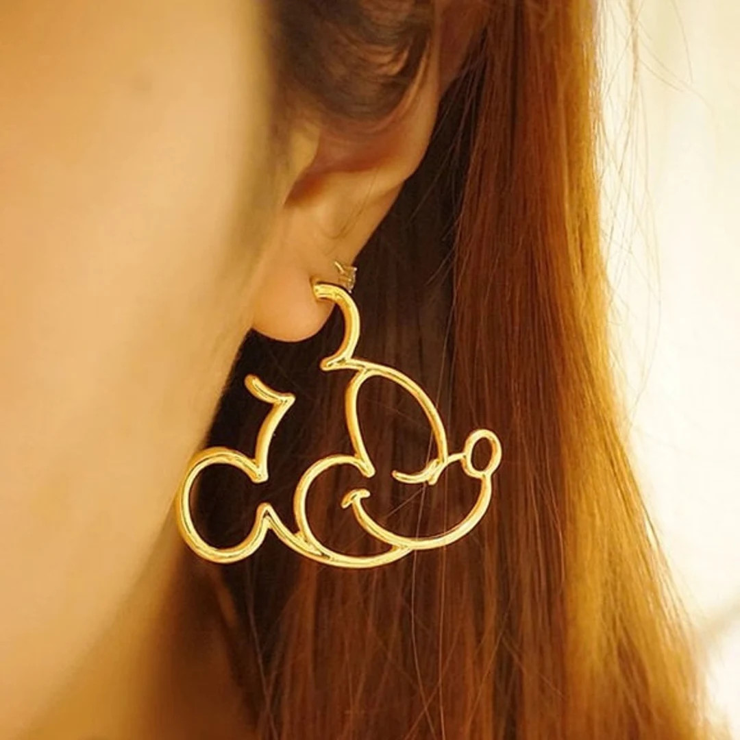 Mickey Mouse inspired hoop earrings Mickey Mouse earrings. Large hoop earrings. alloy hoop earrin... | Etsy (US)