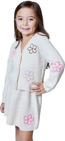 Kids' Floral Embroidered Cardigan & Skirt Set | Nordstrom Rack