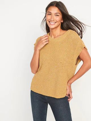Lightweight Shaker-Stitch Short-Sleeve Sweater for Women | Old Navy (US)