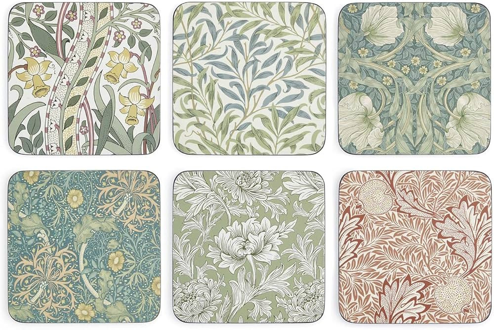 Spode Morris & Co Coasters Set of 6, Multi Coloured, 10.5cm x 10.5cm/ 4" x 4" (X0010269174) | Amazon (US)