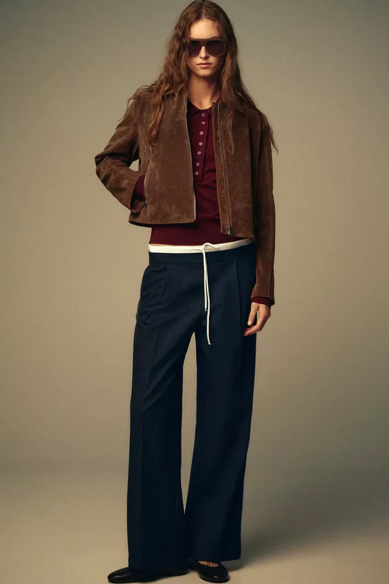WIDE-LEG TROUSERS WITH DOUBLE WAISTBAND | Zara UK