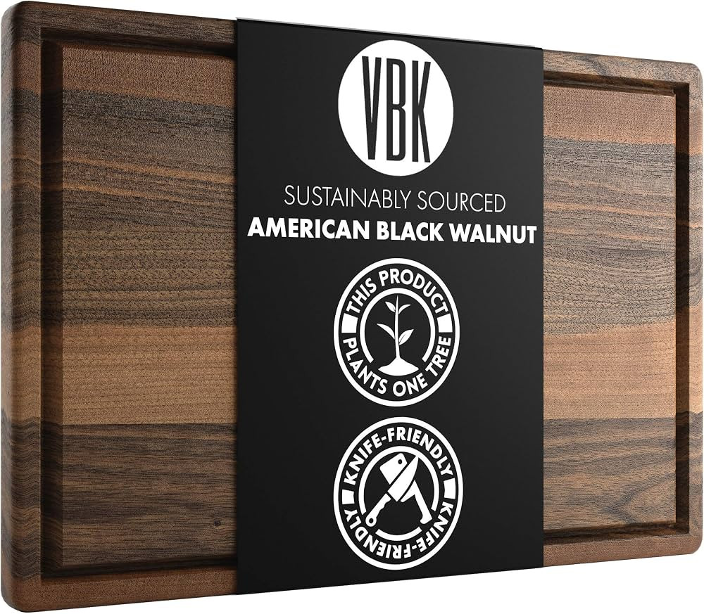 Made in USA Black Walnut Wood Cutting Board by Virginia Boys Kitchens - Butcher Block Wooden Carv... | Amazon (US)