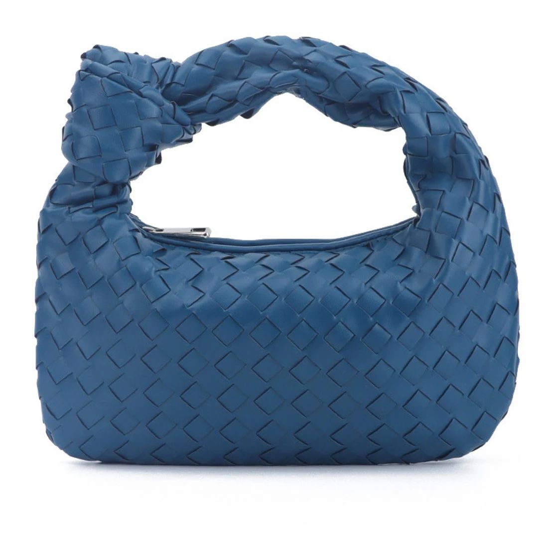 Navy Mini Woven Knot Handbag , Bottega BV Inspired Mini Jodie Handbag, Dumpling Bag, Woven Bag, G... | Etsy (US)