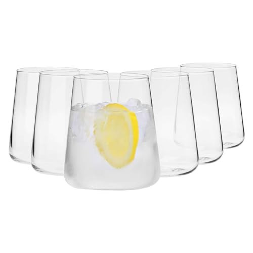 Krosno Water Juice Drinking Glasses, Set of 6, 12.9 oz, Avant-Garde Collection, Crystal Glass, Lightweight Everyday Drinking Glasses, Multi-Purpose, Dishwasher Safe, Made in Europe | Amazon (US)