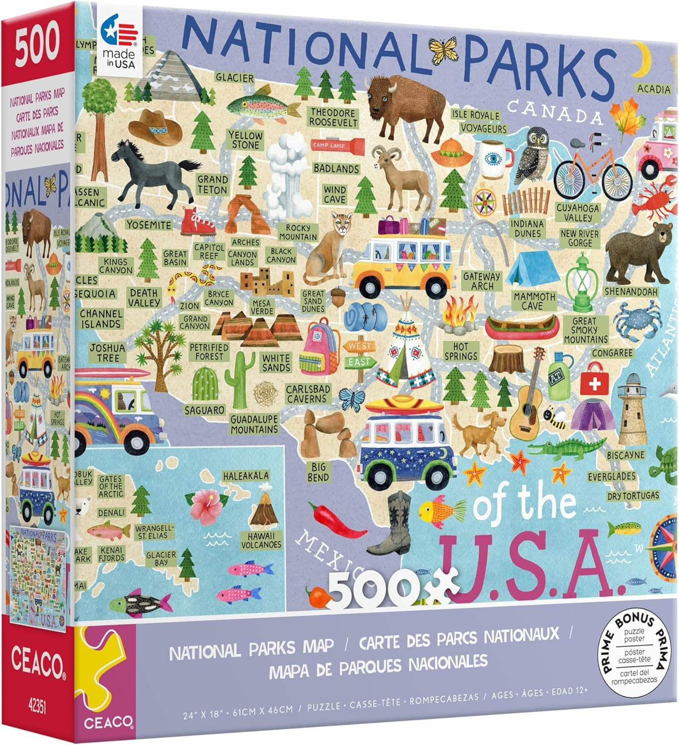 Ceaco - National Parks Map - 500 Piece Jigsaw Puzzle | Amazon (US)