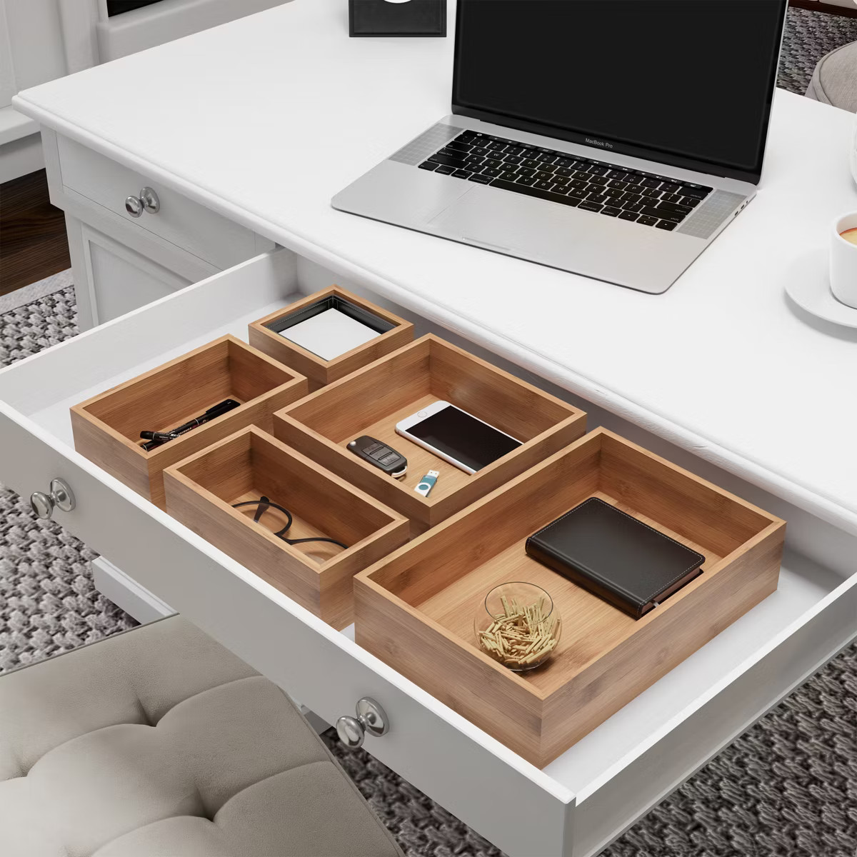 Drawer Organizer -5 Compartment Modular Natural Wood Bamboo Space Saver Tray Storage for Kitchen,... | Target