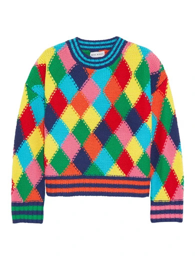 Mira Mikati - Diamond-stitched Wool-blend Sweater - Bright yellow | NET-A-PORTER (UK & EU)