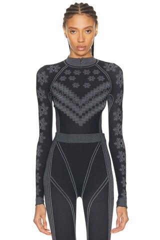 SKIMS Ski First Layers Half Zip Long Sleeve Sweater in Black | FWRD 