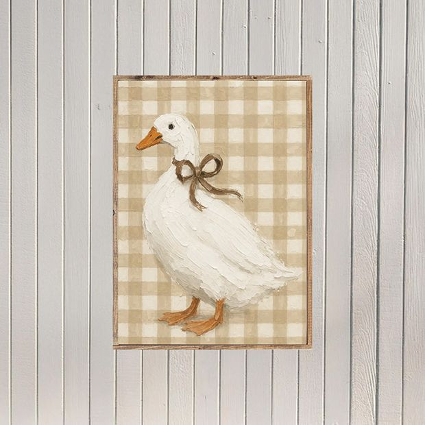 Gingham Goose Canvas Printed Wall Decor Tan | Antique Farm House