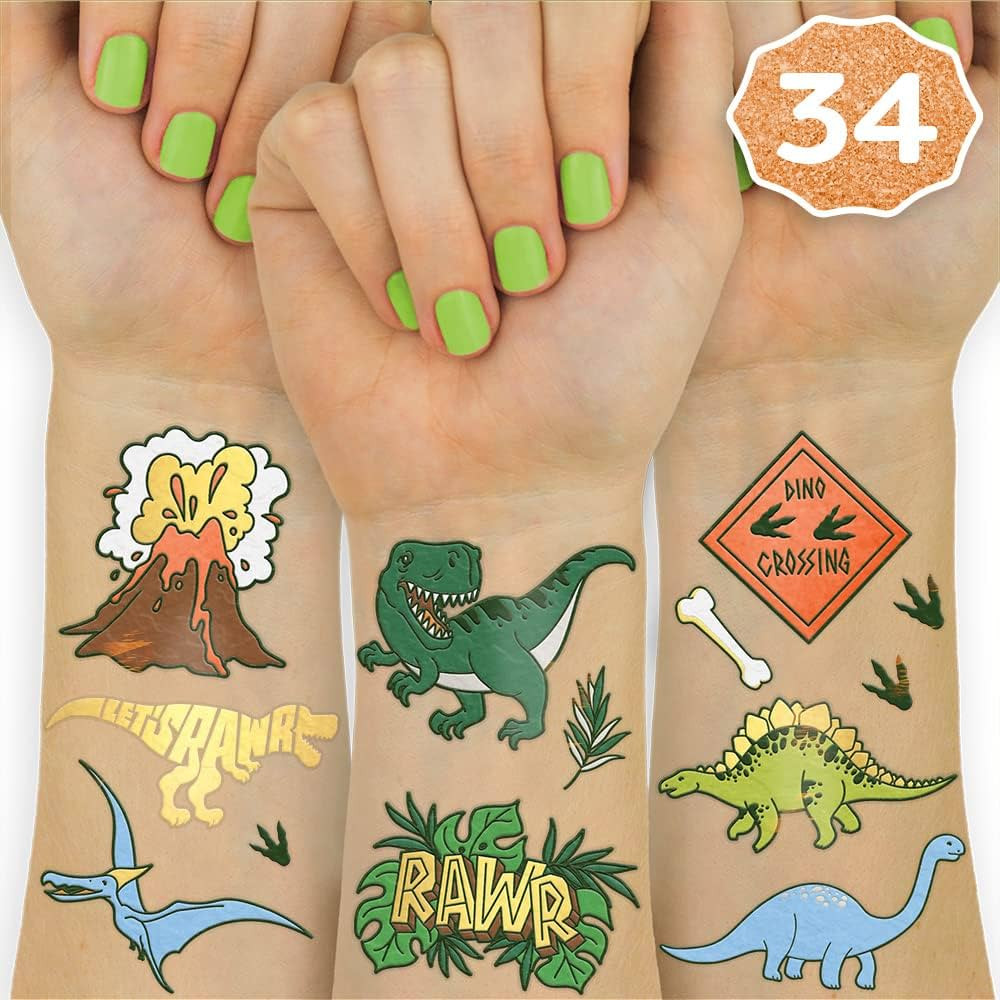 xo, Fetti Dinosaur Tattoos for Kids - 34 styles | Birthday Party Supplies Boy, Dino Party Favors,... | Amazon (US)
