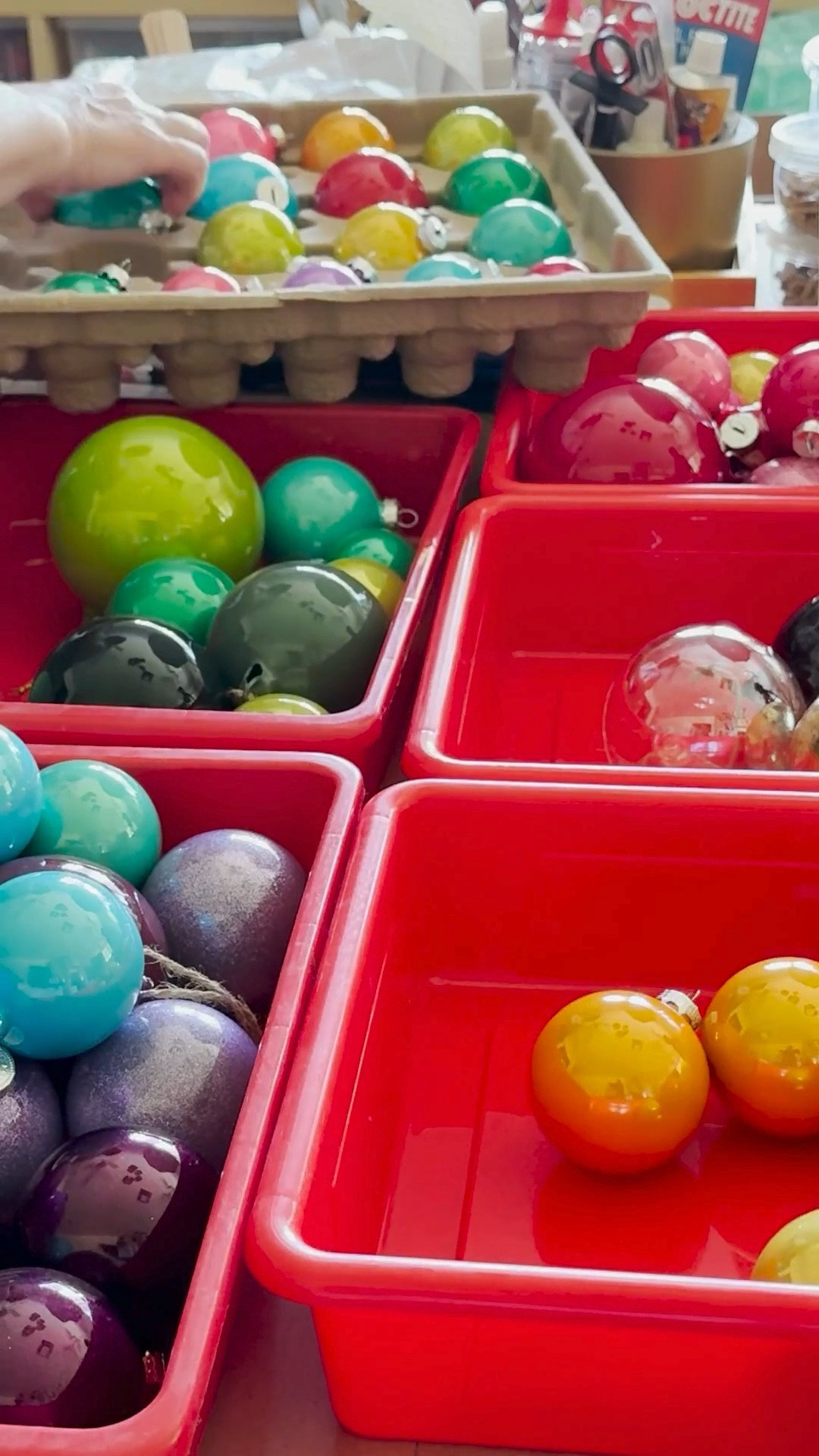 Confession: these bags of glass ornaments had been sitting in the corner of my mosaic studio for months. 😂

I use colorful glass ornaments in my mosaic art, but they needed a better storage solution. After sorting everything by color and consolidating multiple bags into one container, I finally reclaimed a little studio space….and rid myself of the eyesore of shopping bag clutter.

Sometimes the most satisfying creative project isn't making art...it’s organizing the supplies that help make it possible.

For mosaic tips, tutorials, inspiration, and so much more please visit my YouTube channel: YouTube.com/julieweilbacher, and follow @julieweilbacher on Instagram.

#mosaicart #mosaicartist #mosaicsupplies #craftorganization #studioorganization #artstudio #creativebusiness #glassart #mixedmediaart #artistlife

#LTKdayinmylife #LTKHome #LTKmomlife
