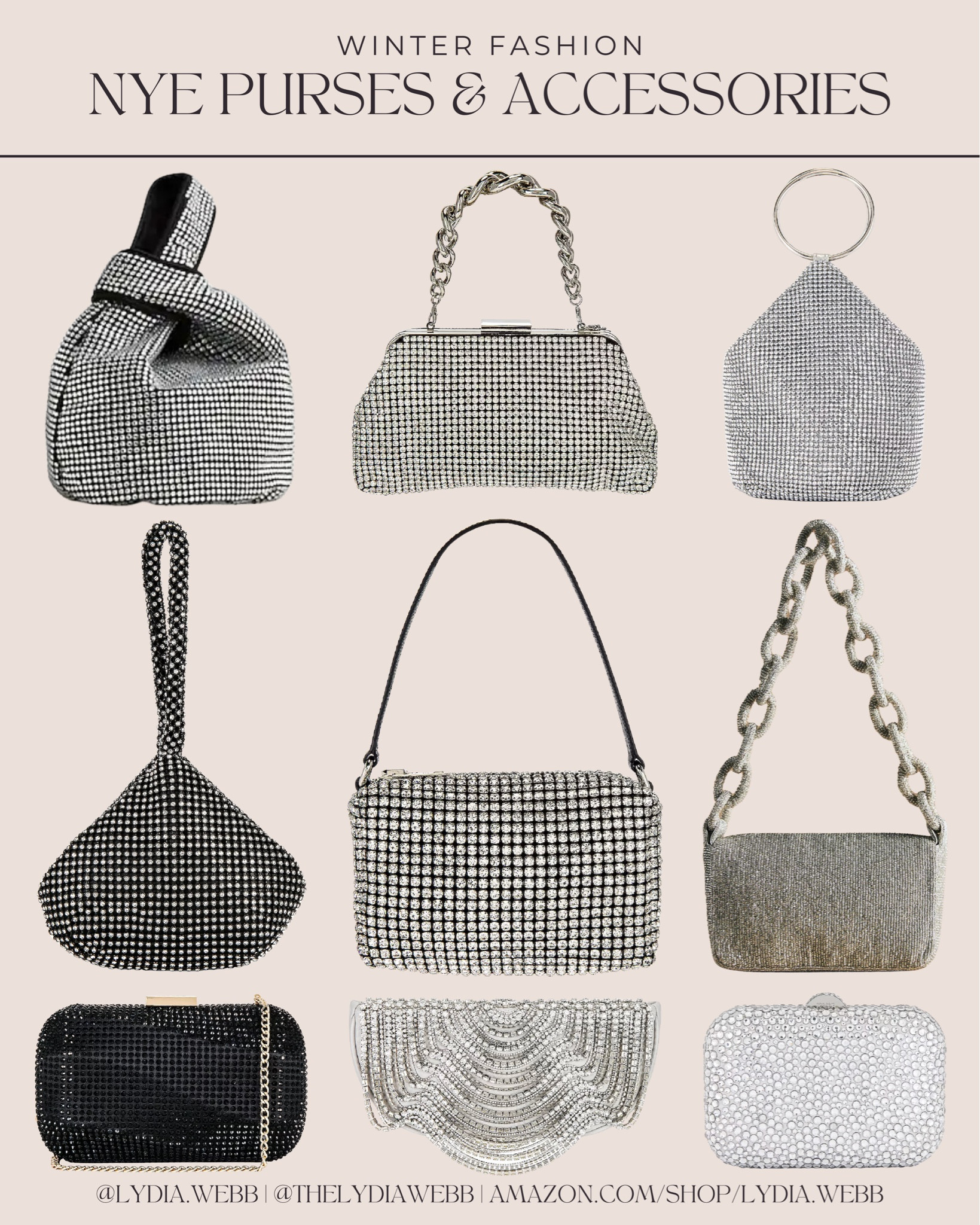 NYE Purses & Clutches

Revolve
Steve Madden
Chelsea boots
Quilted crossbody
Silk pants
Satin shirt
Abercrombie
Winter outfit ideas
Winter new arrivals
Winter booties
Winter fashion
Denim shorts
Maxi skirt
Winter coats
Platform sandals
Winter outfits
Everyday tote
Sun hat
Wide brim hat
Studded sandals
Fall bracelets
Fall dresses 
Strappy heels
Winter sunglasses
Denim jeans
Winter fashion
Winter booties

#LTKitbag #LTKSeasonal #LTKHoliday