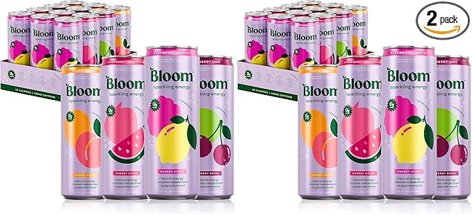 Bloom Nutrition Sparkling Energy Drink, Variety Pack | Zero Sugar | 180mg Caffeine | Antioxidant-... | Amazon (US)