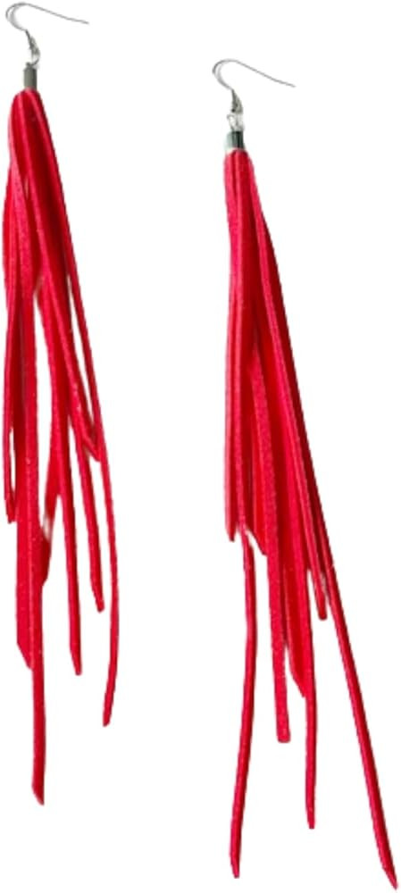 Leather Tassel Earrings Bohemian Tassel Fringe Dangle Earrings Boho Handmade Leather Feather Long... | Amazon (US)