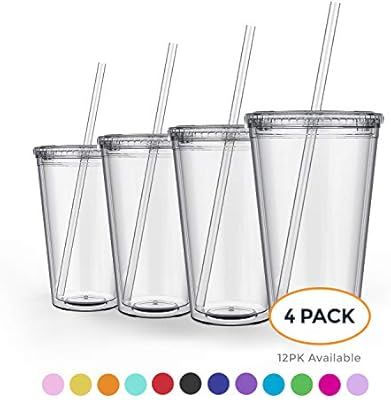 Maars Classic Insulated Tumblers 16 oz | Double Wall, Reusable Plastic Acrylic - Clear | Perfect ... | Amazon (US)