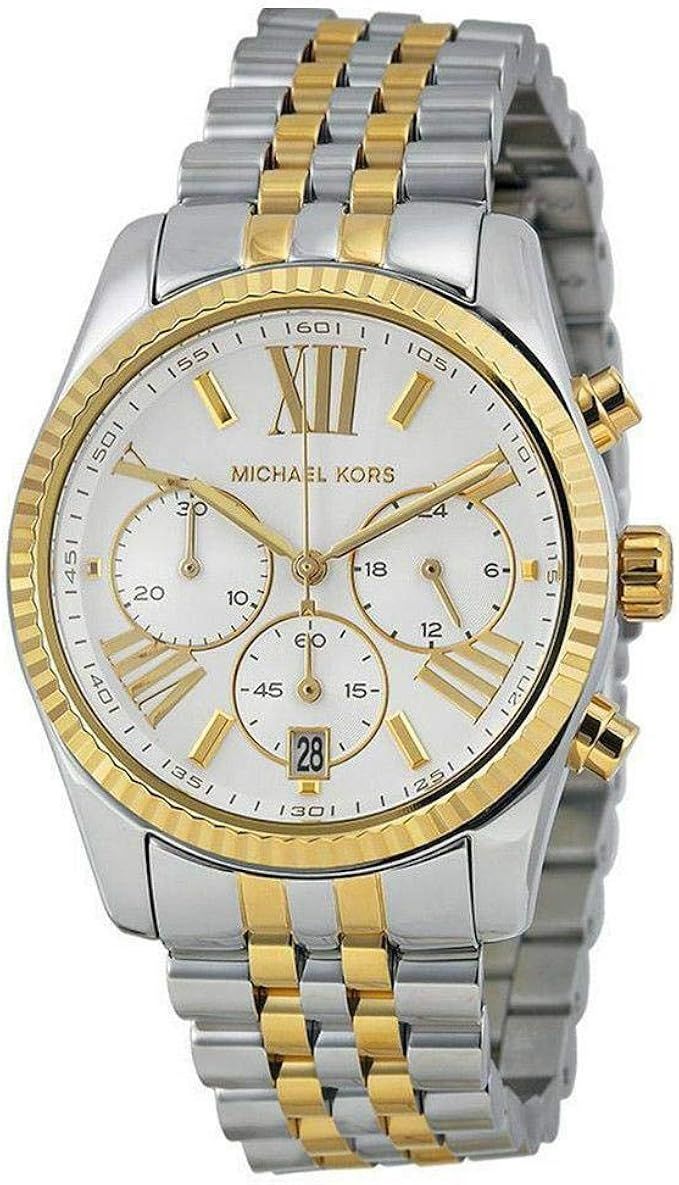 Michael Kors Women's Two Tone Lexington Watch, Silver/Gold, One Size | Amazon (US)