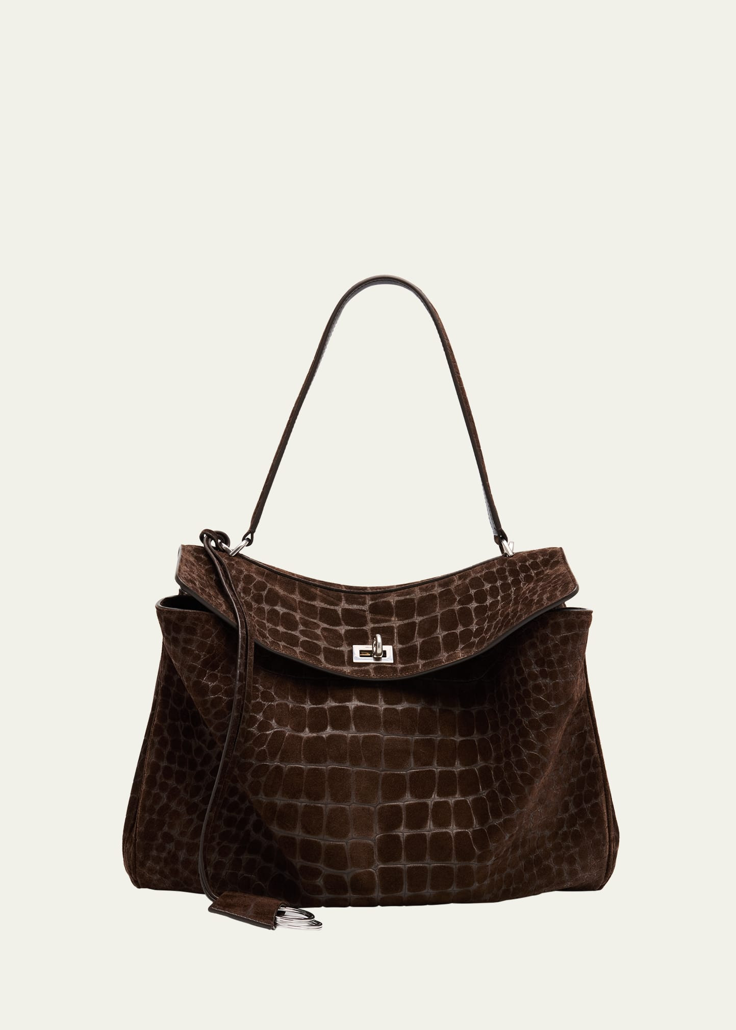 Balenciaga Rodeo Medium Croc-Embossed Suede Top-Handle Bag | Bergdorf Goodman
