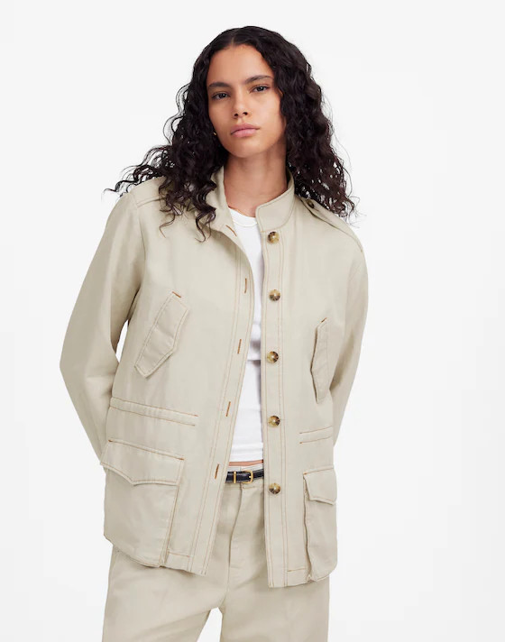 Cinched Utility Jacket in Italian Linen Twill | Madewell | Madewell