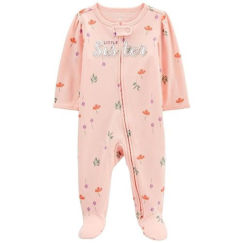 Carter's Girls' 1-Piece 100% Snug Fit Footie Sleeper PJs (Pink/Little Sister, 6 Months) | Amazon (US)