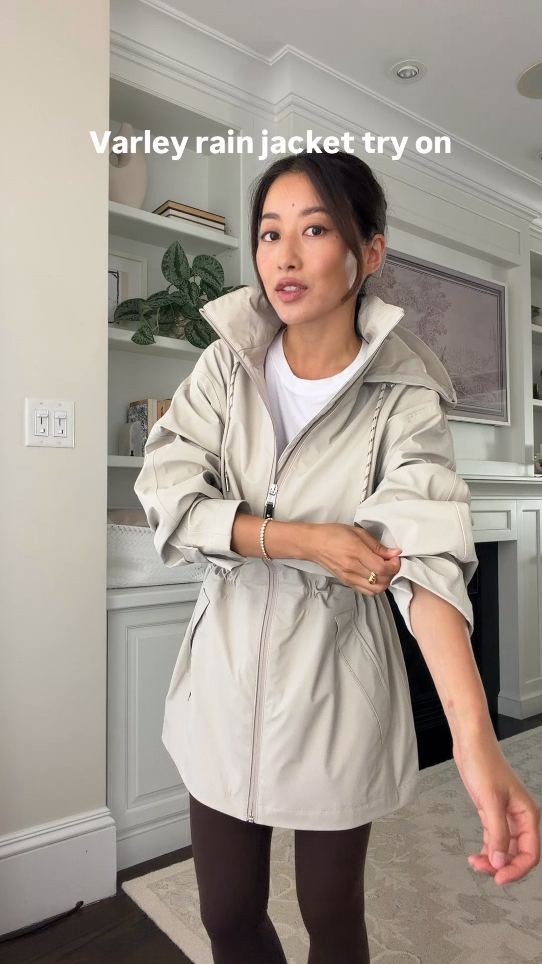 HELLOVARLEY for 10% off a first order
• trying on Alyssa rain jacket XXS, very roomy fit, sleeves are on the longer side. Jacket would be better for someone taller than me
• FreeSoft High Rise Legging 25" inseam XS - sized up. Very soft, a little long on me but I either fold the extra length underneath or tuck into socks. 
• lulul cropped t-shirt xxs 

Varley rain coat, water resistant outerwear, petite friendly

#LTKPetite #LTKootd #LTKmomlife